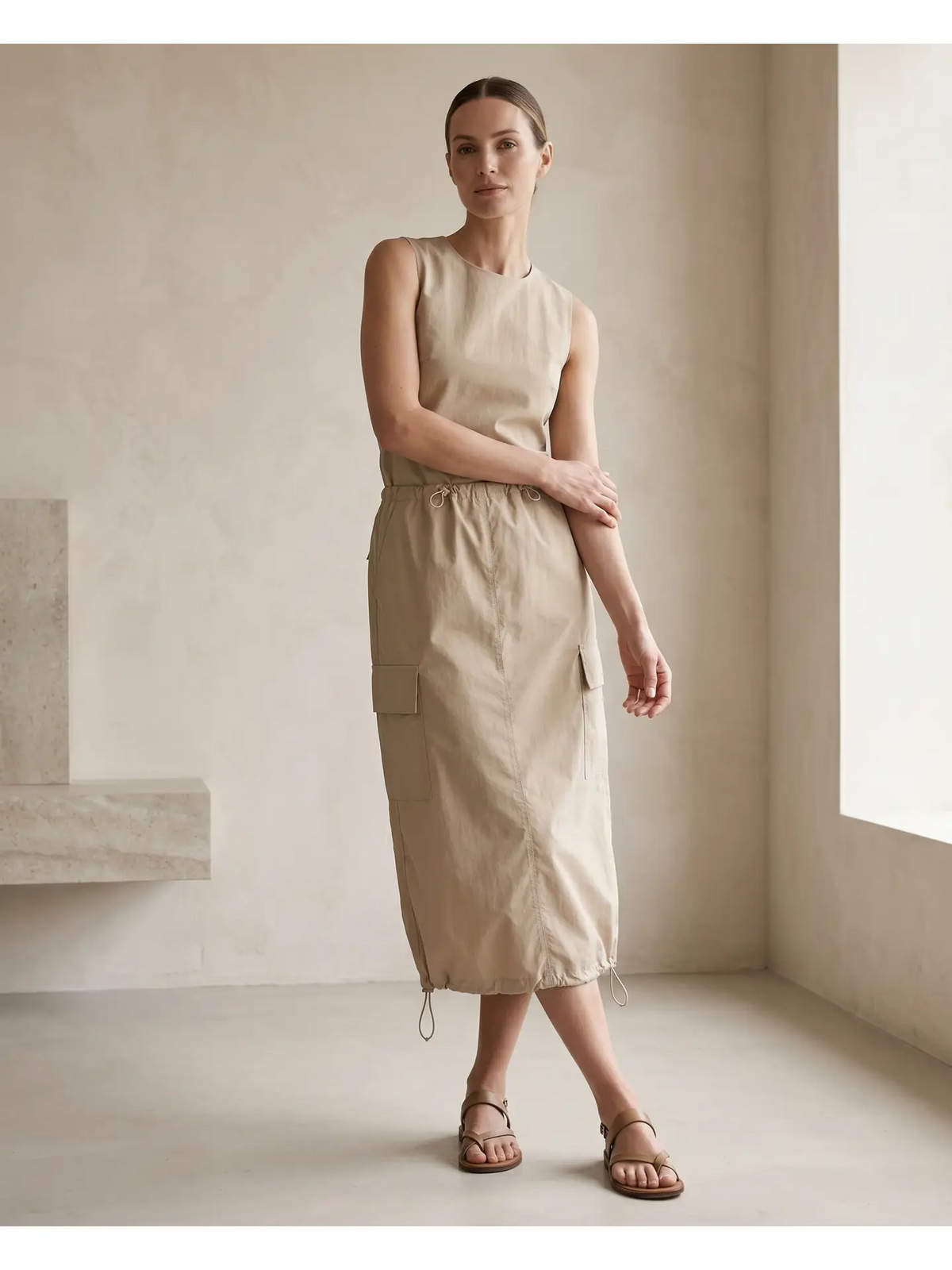 Parachute Cargo Midi Skirt