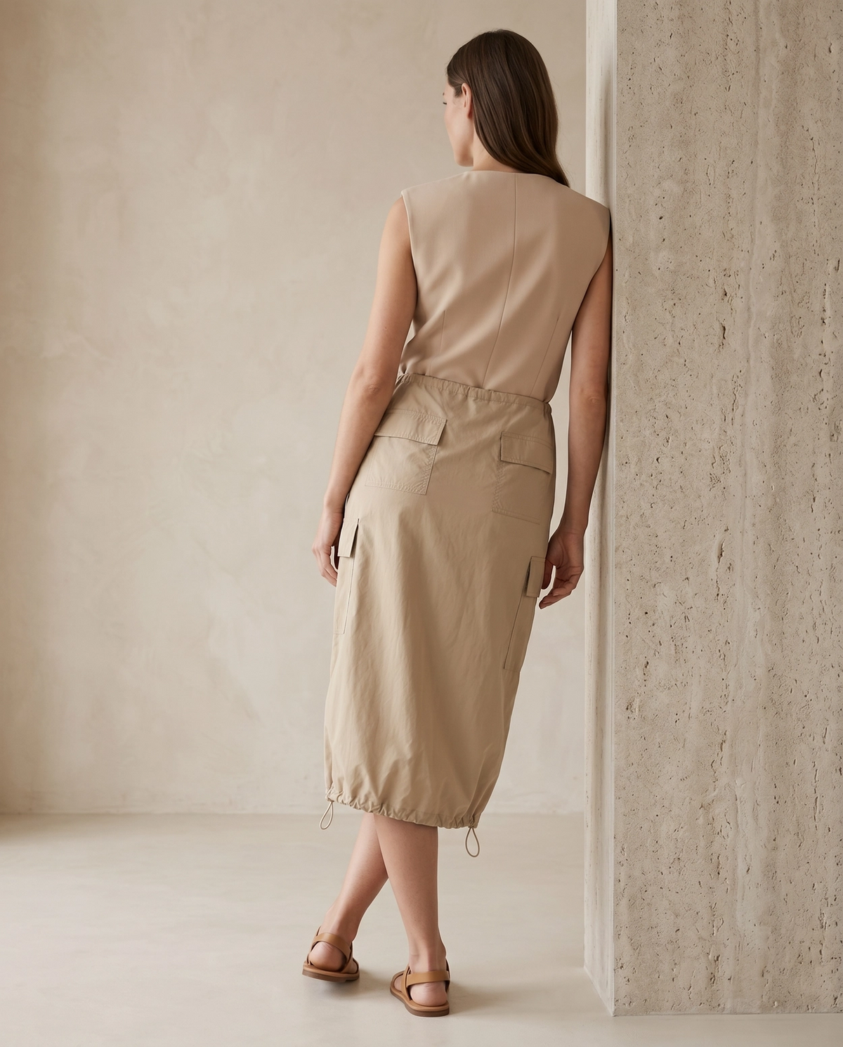 Parachute Cargo Midi Skirt