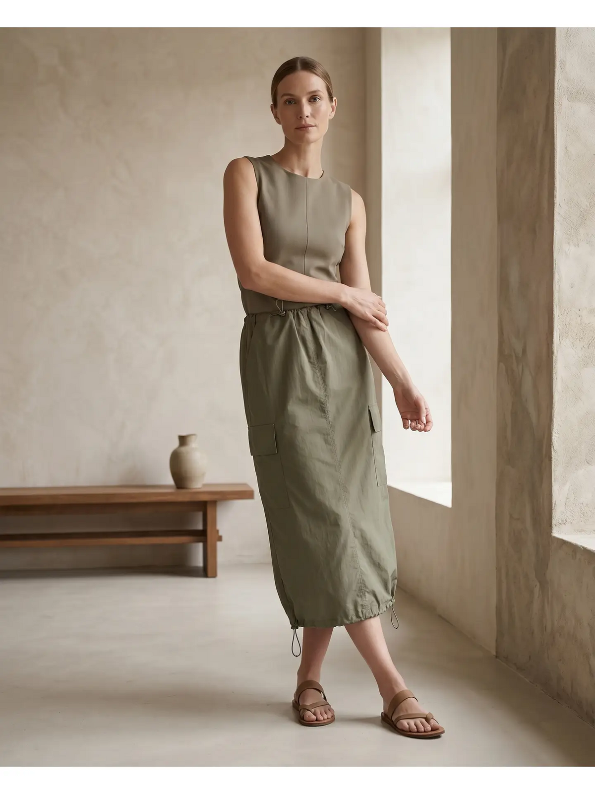 Parachute Cargo Midi Skirt