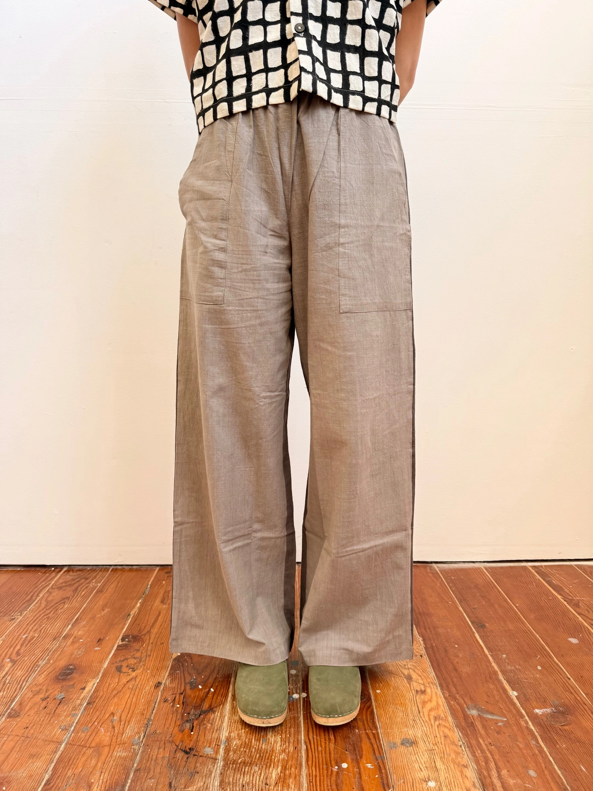 Parton Handwoven Cotton Pants - Grey & Chocolate