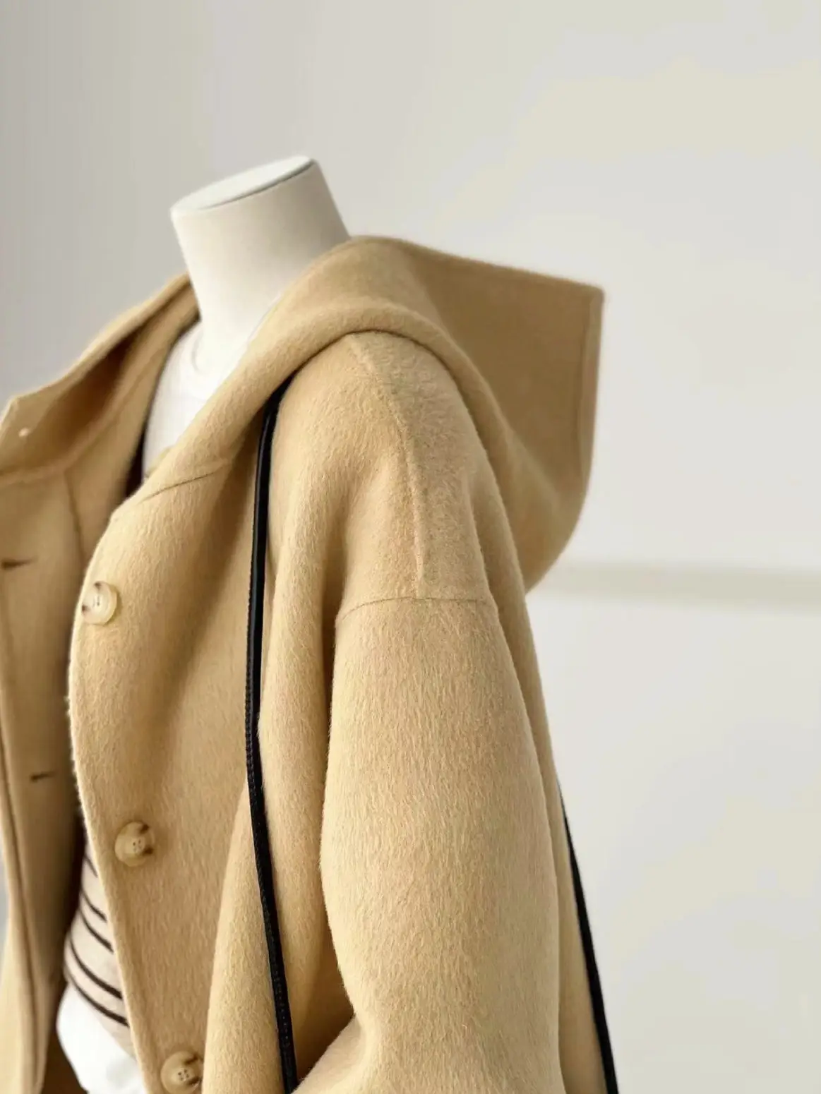 Sera Wool Hooded Coat - Mustard