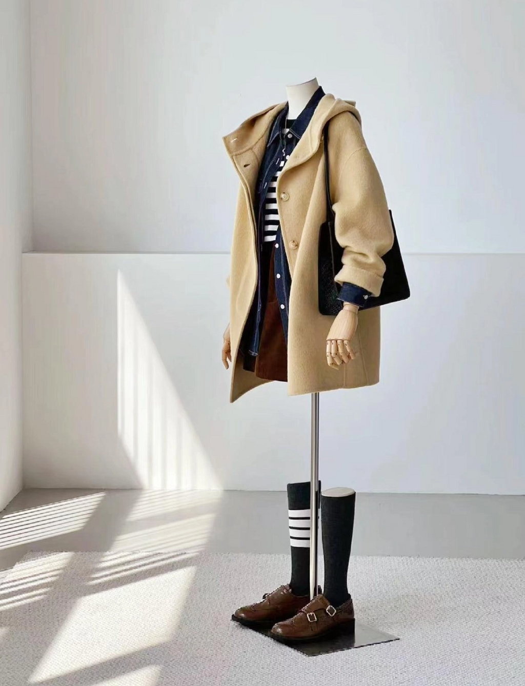 Sera Wool Hooded Coat - Mustard