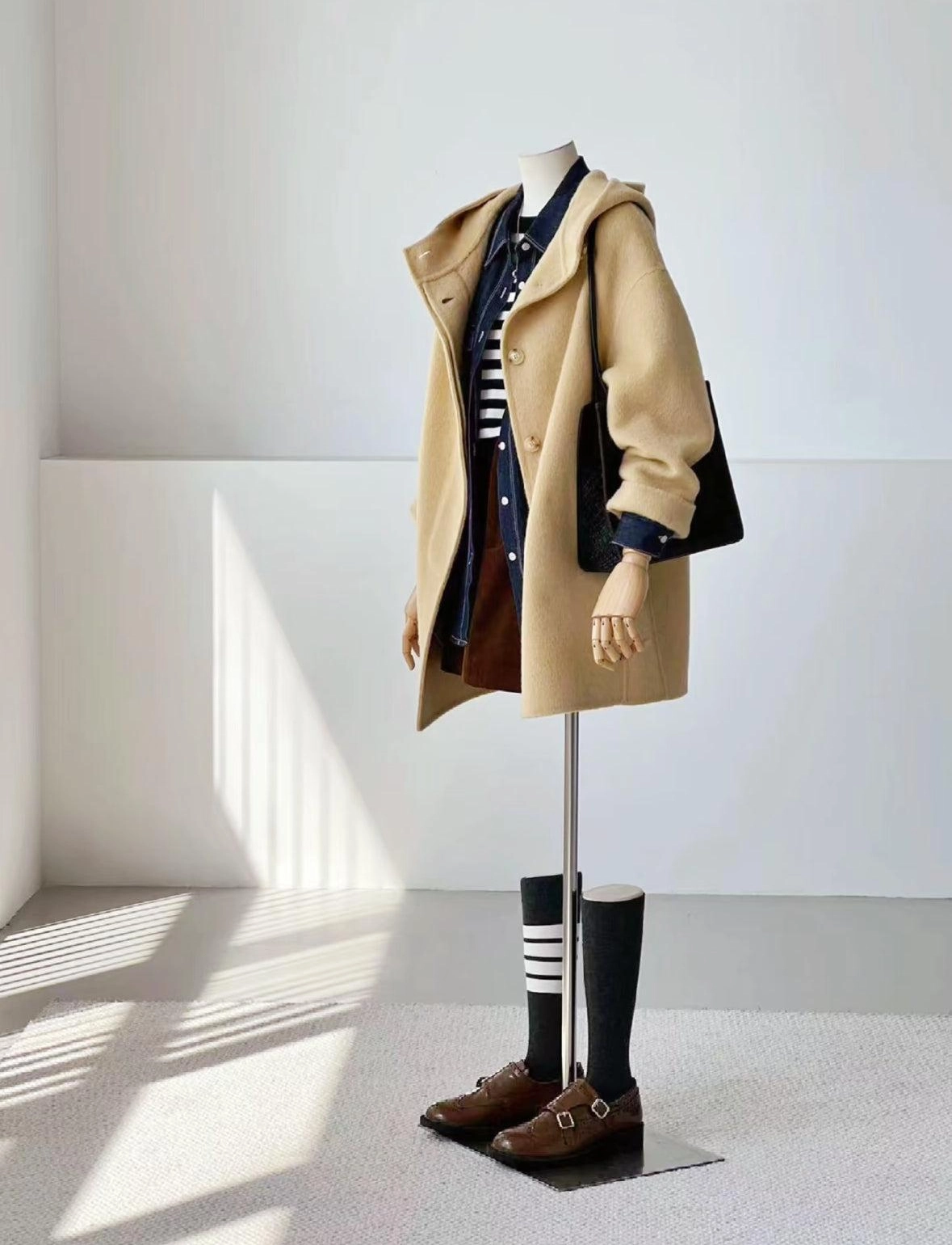 Sera Wool Hooded Coat - Mustard