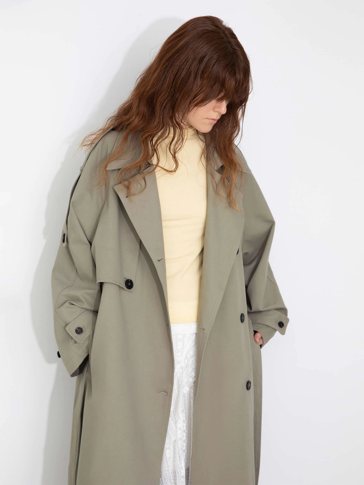 Oversized Raglan Sleeve Cotton Trench