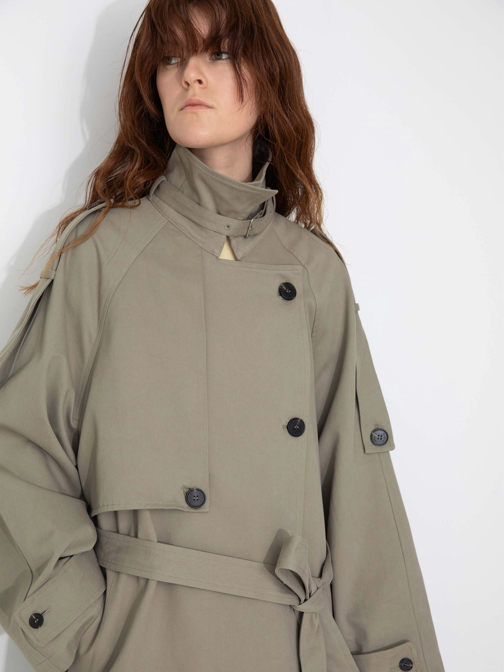 Oversized Raglan Sleeve Cotton Trench