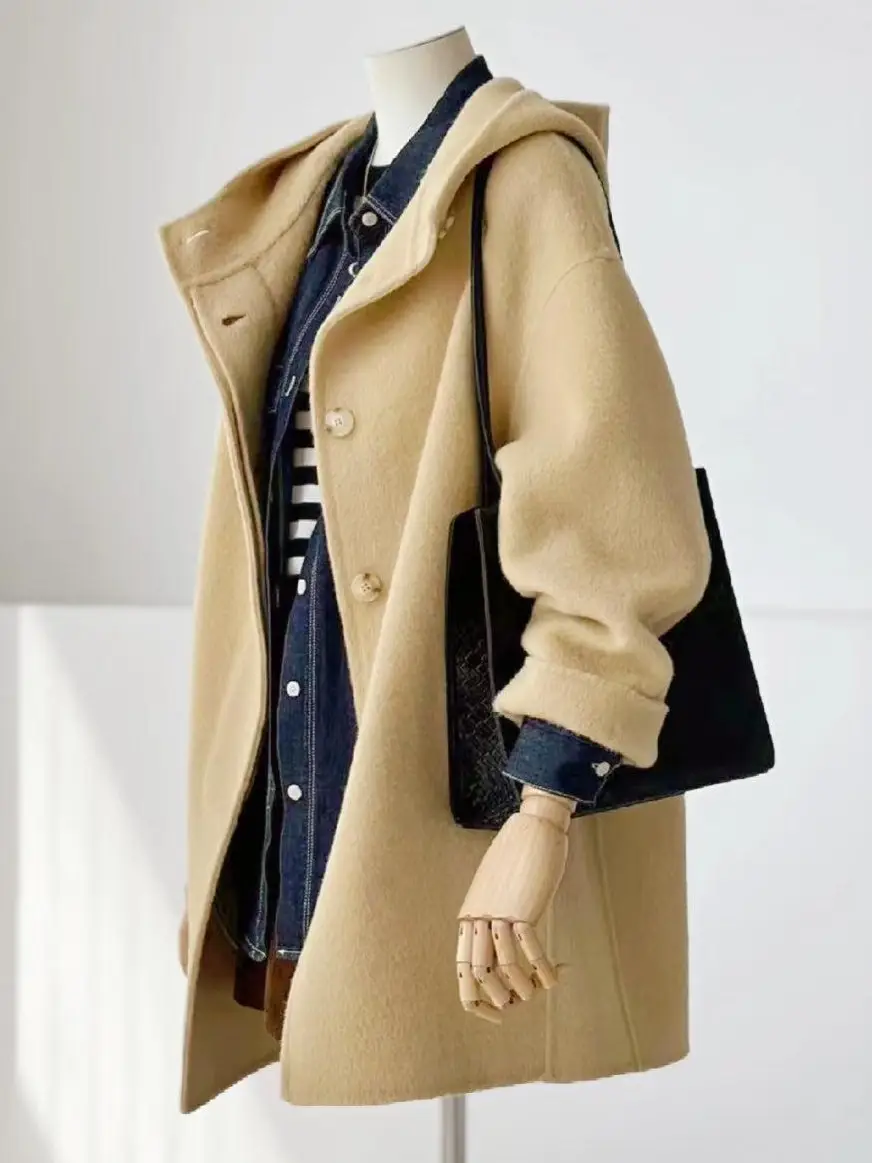 Sera Wool Hooded Coat - Mustard